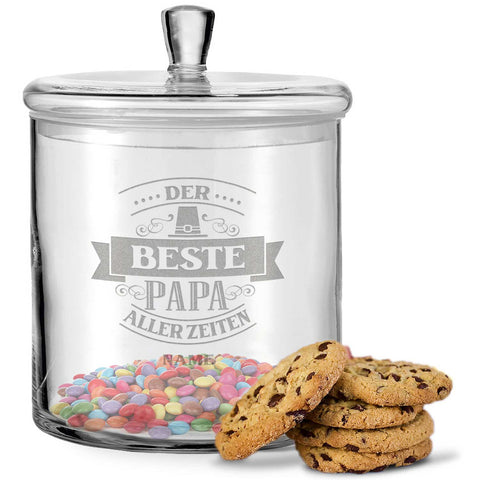 Bocal Leonardo avec gravure "Le meilleur papa de tous les temps" et prénom personnalisé