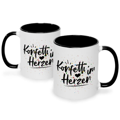Bedruckte Tasse mit Spruch Konfetti im Herzen