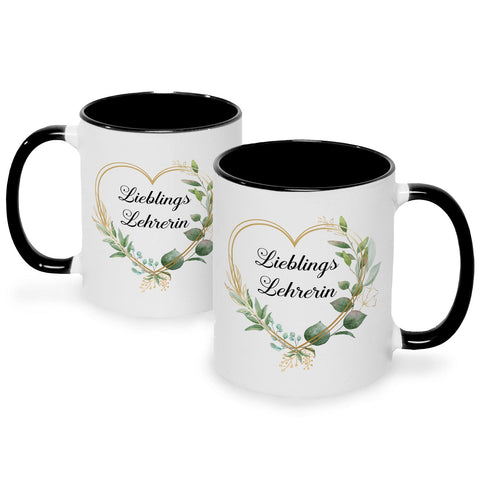 Bedruckte Tasse mit Spruch Lieblingslehrer/Lieblingslehrerin