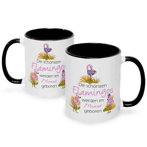 Bedruckte Tasse mit Spruch Die schönsten Flamingos