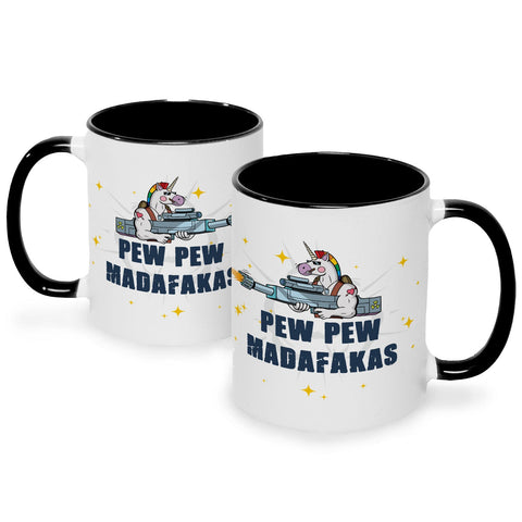 Bedruckte Tasse mit Spruch Pew Pew Madafakas