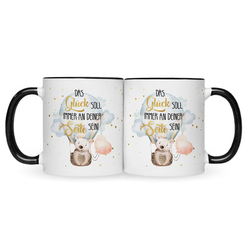 Bedruckte Tasse mit Spruch Glück immer an deiner Seite