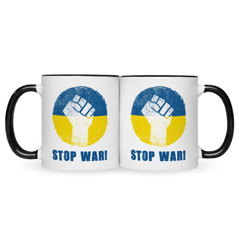 Bedruckte Tasse mit Spruch Stop War Ukraine