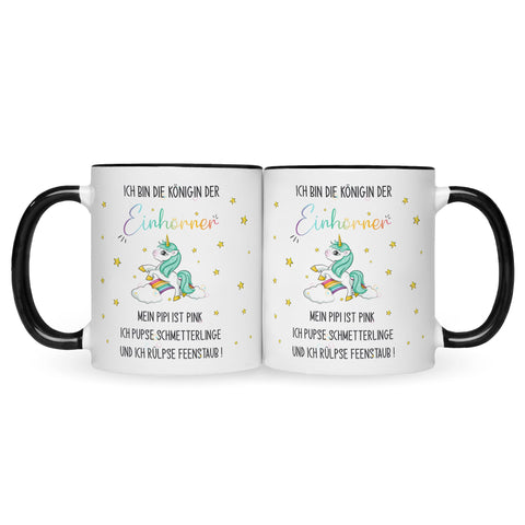 Bedruckte Tasse mit Spruch Königin der Einhörner
