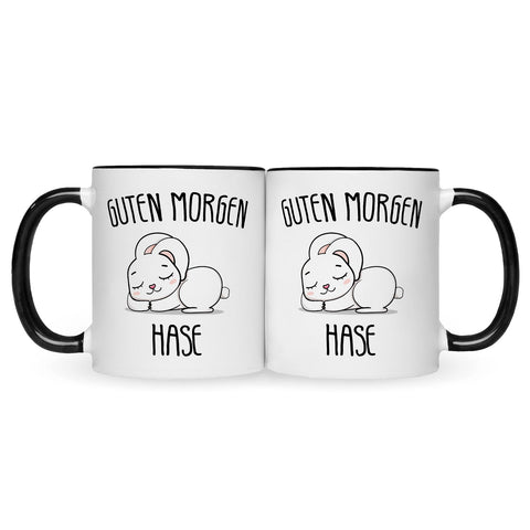 Bedruckte Tasse mit Spruch Guten Morgen Hase