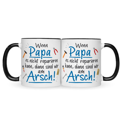 Bedruckte Tasse mit Spruch Wenn Papa es nicht reparieren kann