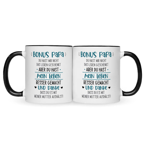 Bedruckte Tasse mit Spruch Bonus Eltern