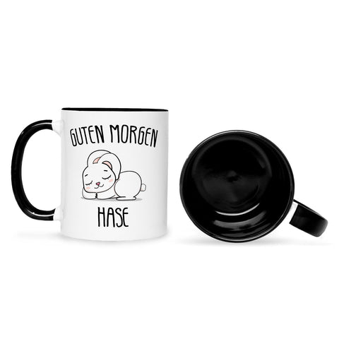 Bedruckte Tasse mit Spruch Guten Morgen Hase