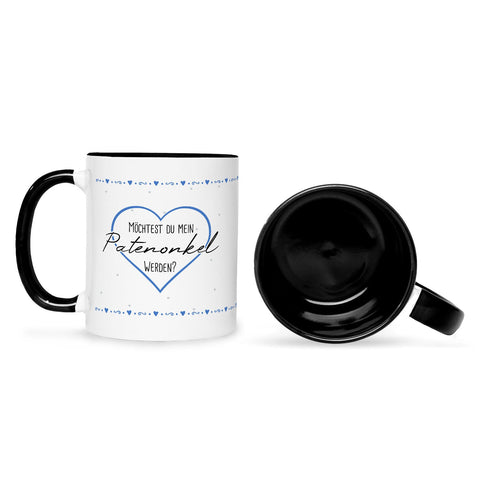Bedruckte Tasse mit Spruch Ich habe eine wichtige Frage an dich! Patentante/Patenonkel