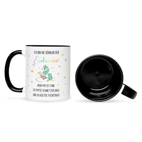 Bedruckte Tasse mit Spruch Königin der Einhörner