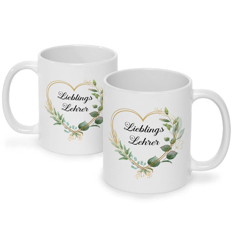Bedruckte Tasse mit Spruch Lieblingslehrer/Lieblingslehrerin