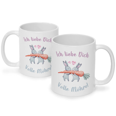 Bedruckte Tasse mit Spruch Volle Möhre
