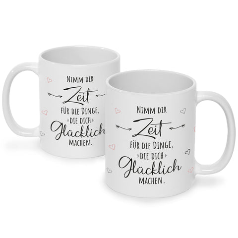Bedruckte Tasse mit Spruch Nimm dir Zeit