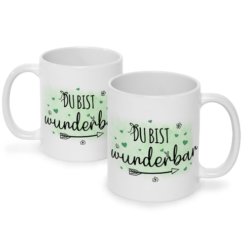 Bedruckte Tasse mit Spruch Du bist wunderbar