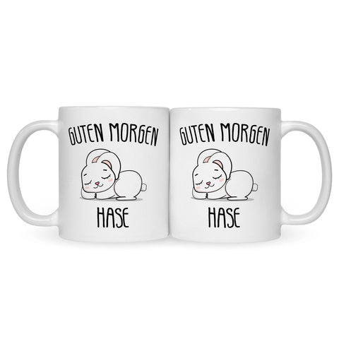 Bedruckte Tasse mit Spruch Guten Morgen Hase