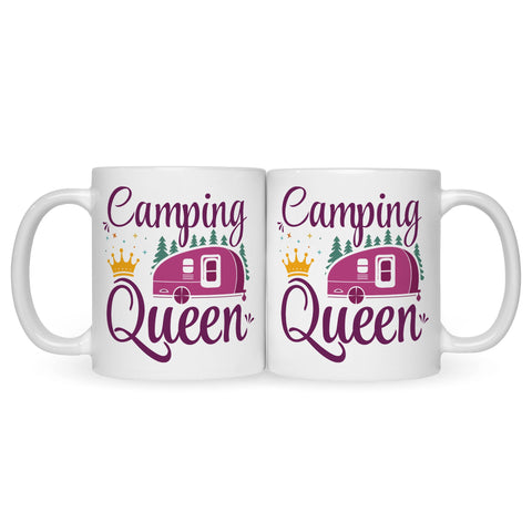 Bedruckte Tasse mit Spruch Camping Queen
