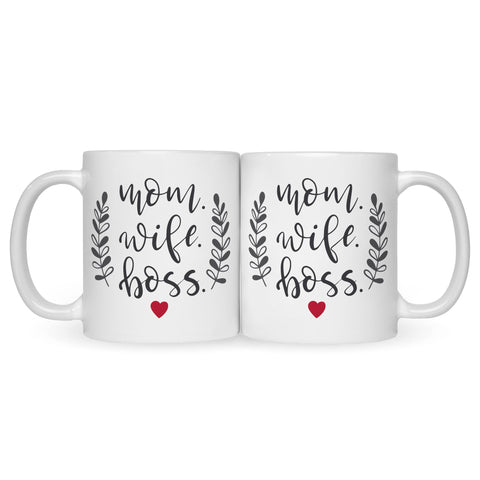 Bedruckte Tasse mit Spruch Mom Wife Boss