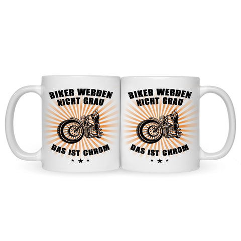Bedruckte Tasse mit Spruch Biker werden nicht grau
