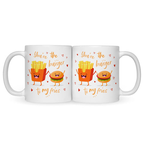 Bedruckte Tasse mit Spruch Burger to my fries