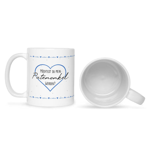 Bedruckte Tasse mit Spruch Ich habe eine wichtige Frage an dich! Patentante/Patenonkel