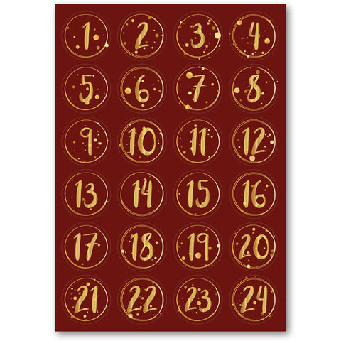Adventskalender Zahlenaufkleber zum basteln mit bunten Zahlen für Weihnachten zum Selbstgestalten