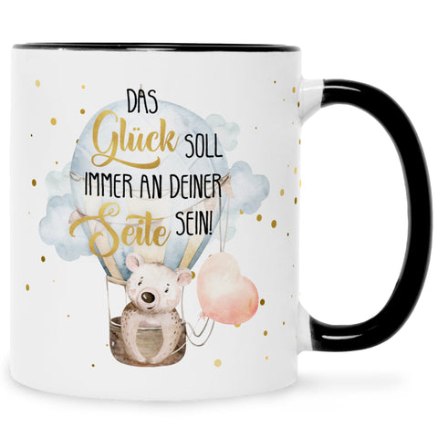 Bedruckte Tasse mit Spruch Glück immer an deiner Seite