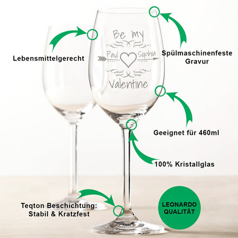 Leonardo Weinglas "Be my Valentine" mit Namen Gravur