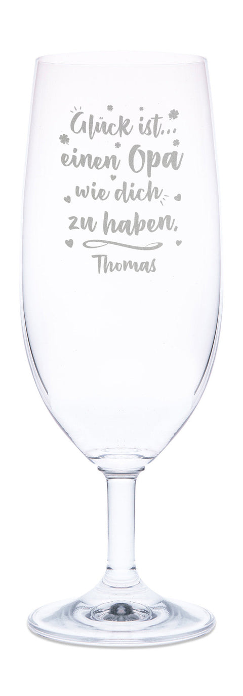 Leonardo Bierglas mit Gravur "Glück ist einen Opa" mit Name
