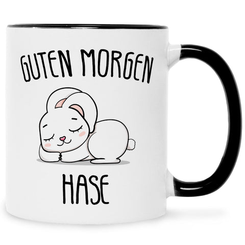Bedruckte Tasse mit Spruch Guten Morgen Hase