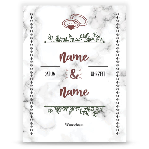 Hochzeitseinladungskarte im Marble White Design