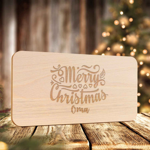 Frühstücksbrettchen aus Holz mit Gravur - Merry Christmas Oma - Weihnachtsdeko