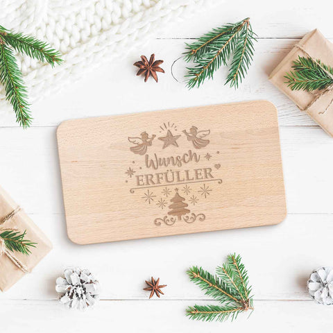 Frühstücksbrettchen aus Holz mit Gravur - Wunscherfüller - Weihnachtsdeko