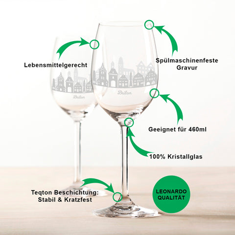 Leonardo Weingläser mit Gravur - Skyline Brilon