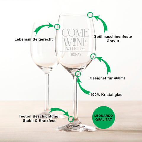 Leonardo Weinglas mit Gravur "Come Wine with us"