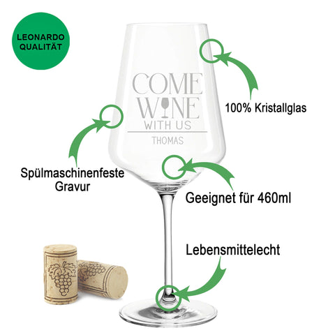 Leonardo Weinglas mit Gravur "Come Wine with us"