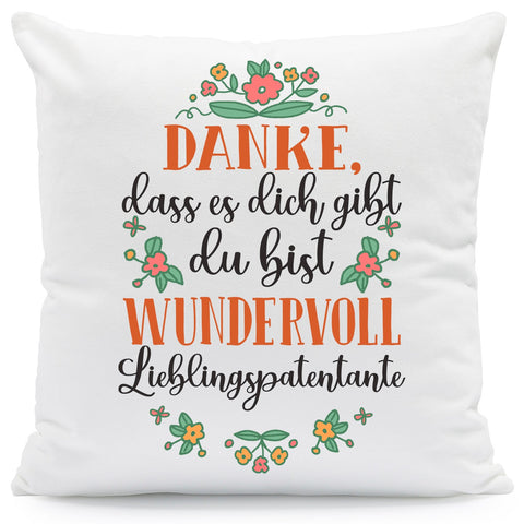 Bedrucktes Kissen mit Spruch Danke, dass es dich gibt du bist wundervoll