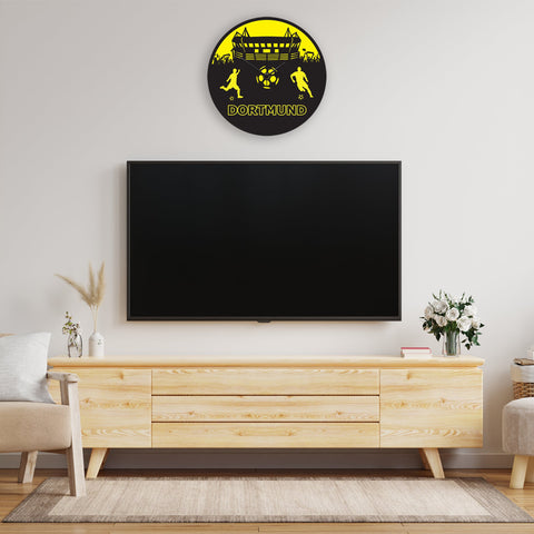 Wanduhr aus Holz Vereinsliebe Dortmund - mit UV Druck