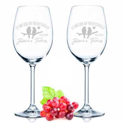 Leonardo Weingläser mit Gravur "Es war Liebe auf den ersten Blick" im Set
