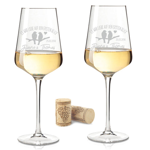 Leonardo Weingläser mit Gravur "Es war Liebe auf den ersten Blick" im Set