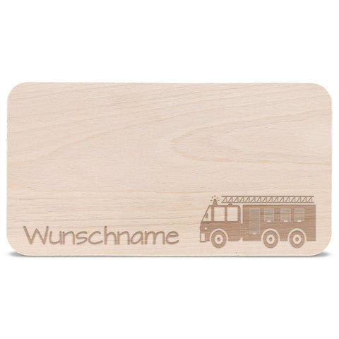 Frühstücksbrettchen für Kinder im " Feuerwehr" Design mit Wunschname