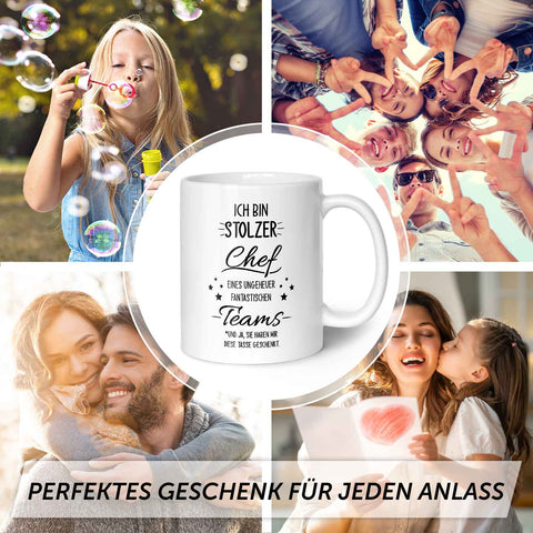 Bedruckte Tasse mit Spruch Stolzer Chef