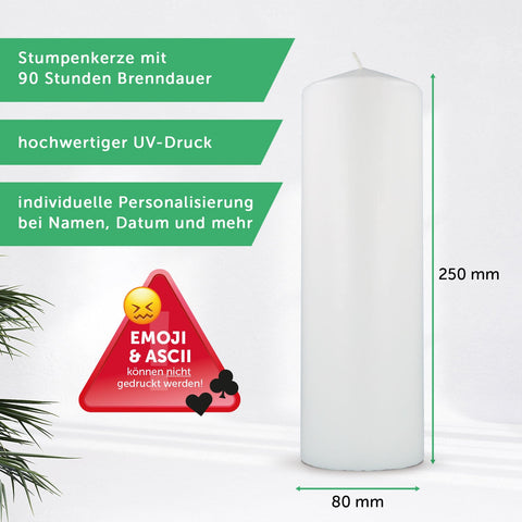 Große Kerze "Gesehen gemocht gehofft" Hochzeitskerze mit Namen, Datum und Wunschtext