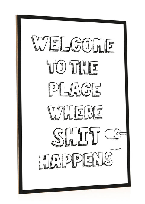 Holzschild mit Spruch Shit Happens