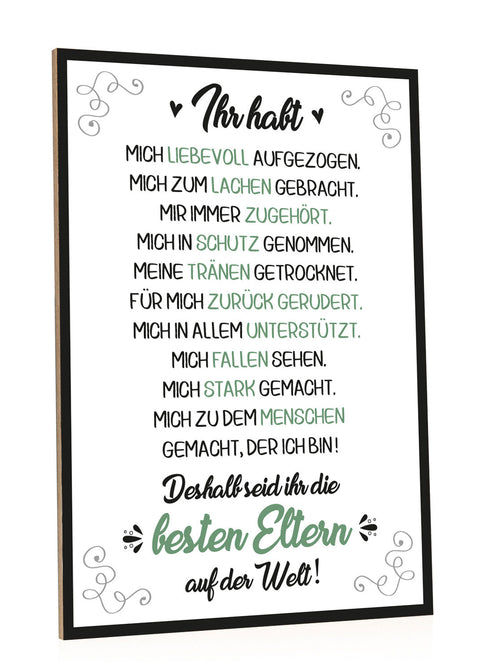 Holzschild mit Spruch Beste Eltern der Welt