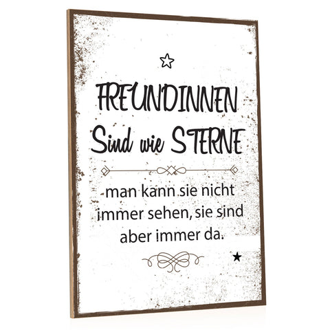 Holzschild Freundinnen sind wie Sterne