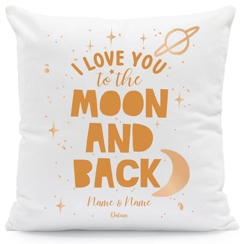 Bedrucktes Kissen mit Motiv "I love you to the Moon and back"