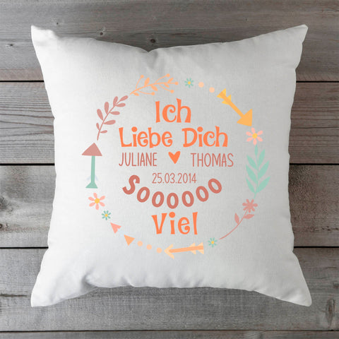 Bedrucktes Kissen mit Motiv "Ich Liebe Dich Soooo"