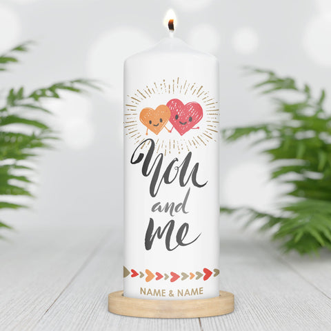 Große Kerze "You and Me" mit Namen für Paare