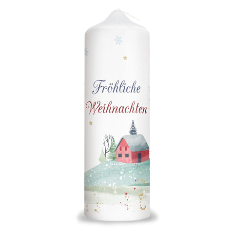 Große Kerze "Fröhliche Weihnachten Haus" zu Weihnachten