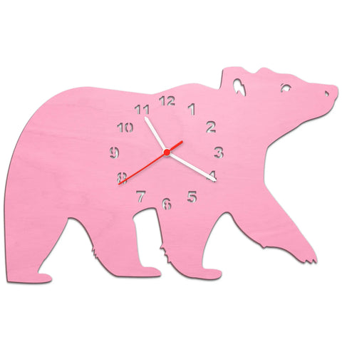 Kinder Wanduhren Bär Rosa